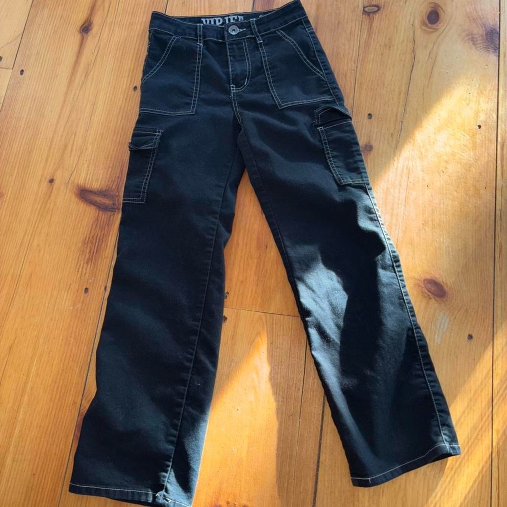 VIP Black Cargo-Style Jeans | Juniors Size 1 | Y2K Streetwear